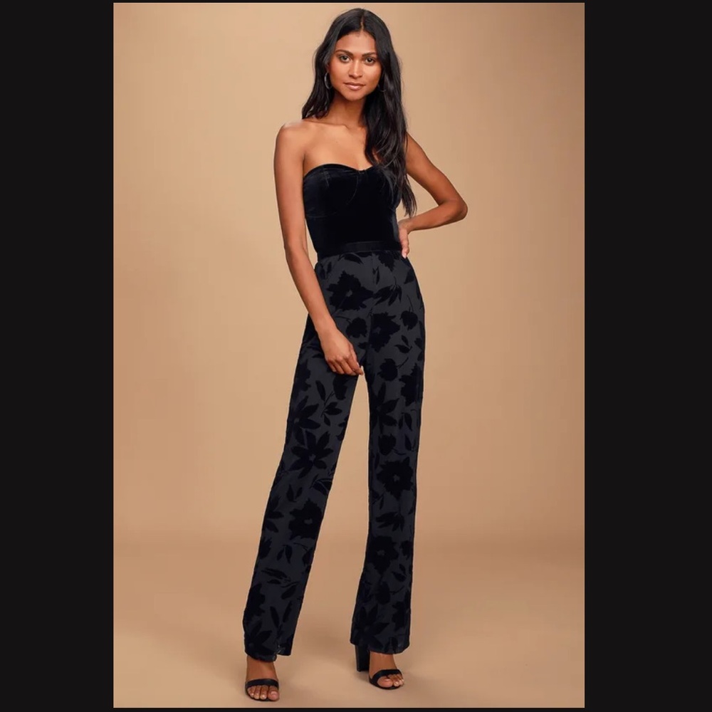 Love About It Black Velvet Strapless Jumpsuit